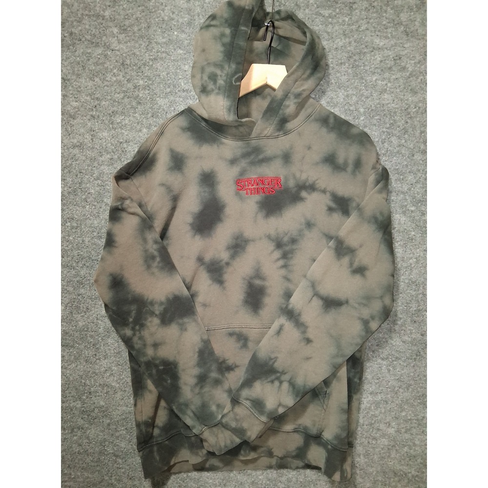 Stranger Things Hoodie H&M Tie Dye Netflix Gray Red Mens Medium Relaxed